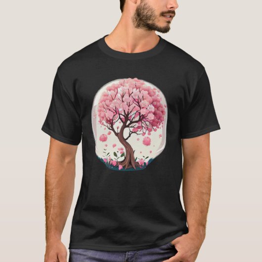 A Stunning and Unique Cherry Blossom Tree in a Glo Tシャツ (正面)