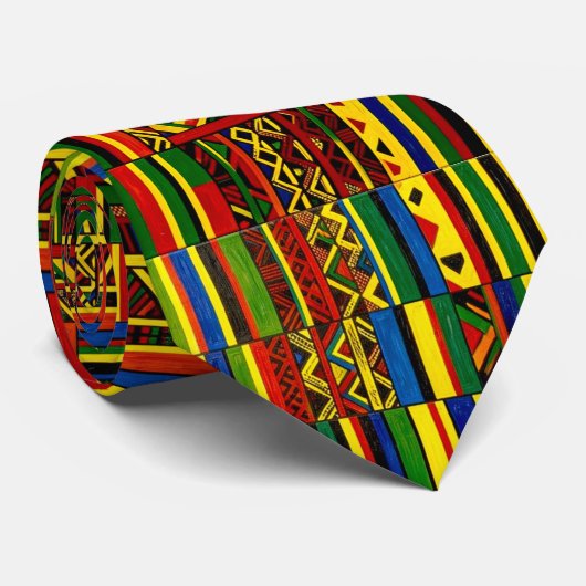 A stylized interpretation of "Kente" print ネクタイ (ロール)