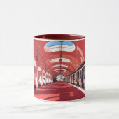 A subway station, likely designed in a retro マグカップ (中央)