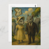 A Surreal Grey Squirrel Couple ポストカード (正面/裏面)