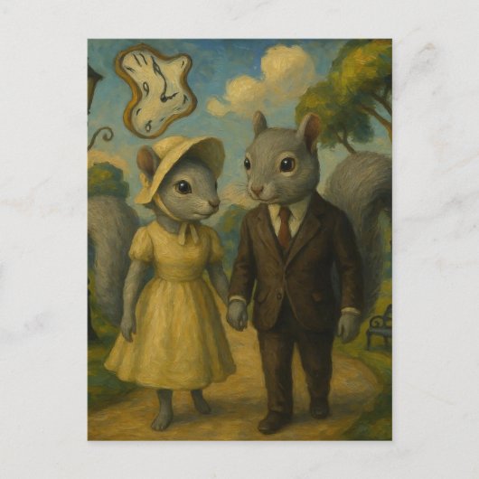 A Surreal Grey Squirrel Couple ポストカード (正面)