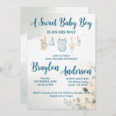 A Sweet Baby Boy is on his way Baby Shower 招待状 (正面/裏面)