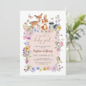 A Sweet Baby Girl Wildflower Butterfly Baby Shower 招待状 (スタンド正面)