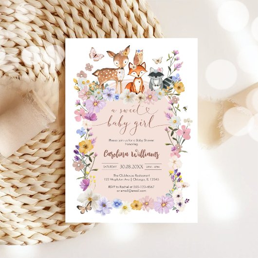 A Sweet Baby Girl Wildflower Butterfly Baby Shower 招待状