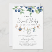  A Sweet Berry Blueberry Baby Shower  招待状 (正面)