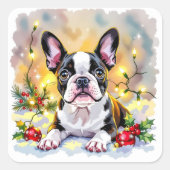 A Sweet Boston Terrier Christmas スクエアシール (正面)