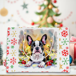 A Sweet Boston Terrier Christmas ラージペーパーバッグ