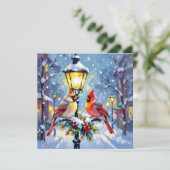 A Sweet Christmas Cardinal Couple on Lamp Post シーズンカード (スタンド正面)