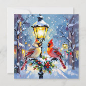 A Sweet Christmas Cardinal Couple on Lamp Post シーズンカード (正面)
