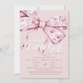 A Sweet Girl Pink Bow Baby Shower Invitation 招待状 (正面)