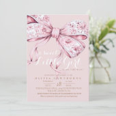 A Sweet Girl Pink Bow Baby Shower Invitation 招待状 (スタンド正面)