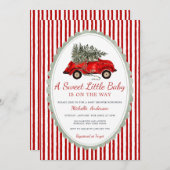 A Sweet Little Baby Is on the Way Rustic Red  招待状 (正面/裏面)