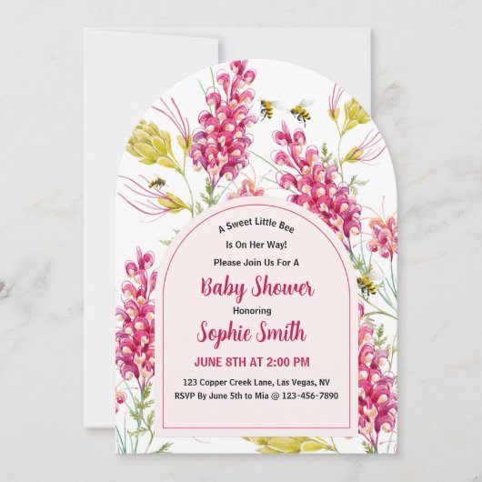 A Sweet Little Bee Is On Her Way Arch 招待状 (正面)