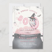 A Sweet Little Boo Is Almost Due Pink Baby Shower 招待状 (正面)