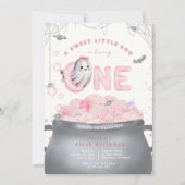 A Sweet Little Boo Is Turning One Pink Birthday 招待状 (正面)
