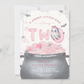 A Sweet Little Boo Is Turning Two Pink Birthday 招待状 (正面)