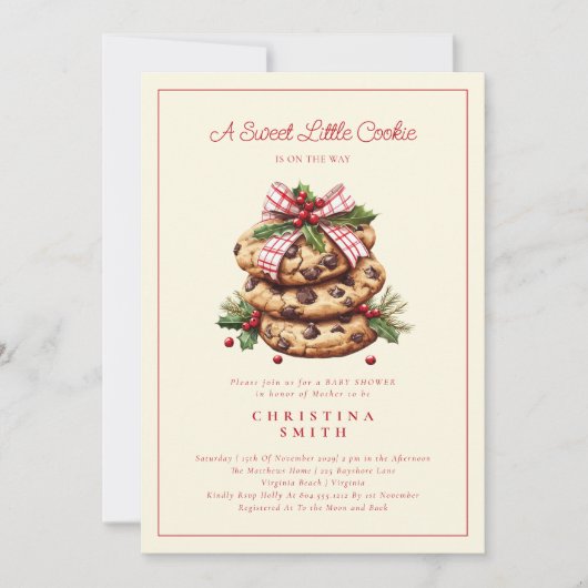 A Sweet Little Cookie Christmas Baby Shower  招待状 (正面)