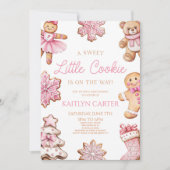 A Sweet Little Cookie Pink Gingerbread Baby Shower 招待状 (正面)