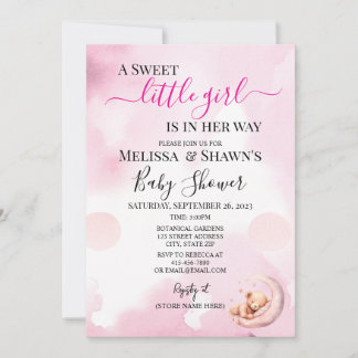 A Sweet Little Girl Baby Shower Invitation 招待状
