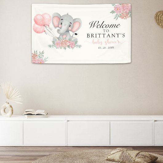 A Sweet Little Girl is on her Way Baby shower 横断幕