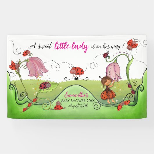 A Sweet Little Lady Ladybug Baby Shower 横断幕 (横)