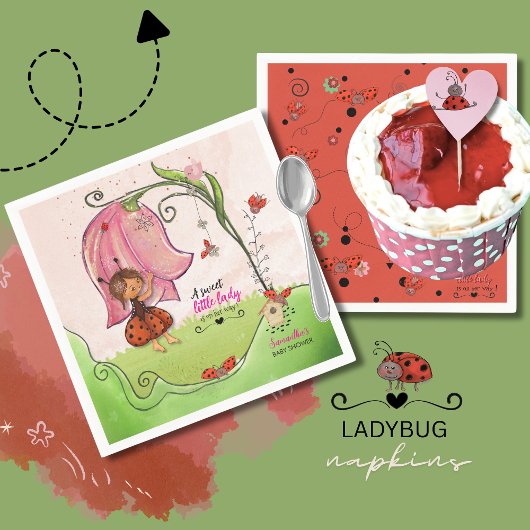 A Sweet Little Lady Ladybug Baby Shower Napkins スタンダードカクテルナプキン