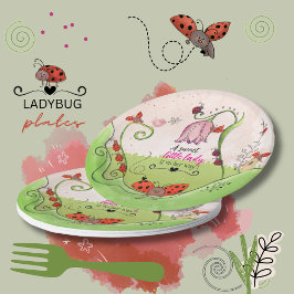 A Sweet Little Lady Ladybug Baby Shower Paper Plat ペーパープレート