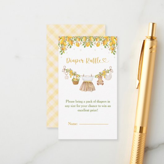 A Sweet Little One Lemon Citrus Baby Shower エンクロージャーカード (正面/裏面インサイチュ)