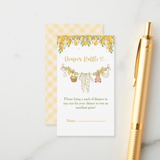 A Sweet Little One Lemon Citrus Baby Shower エンクロージャーカード (正面/裏面インサイチュ)