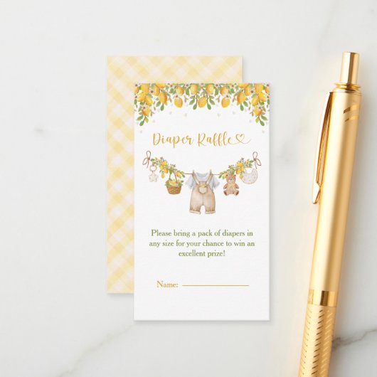 A Sweet Little One Lemon Citrus Baby Shower エンクロージャーカード (正面/裏面インサイチュ)