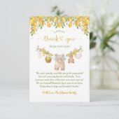 A Sweet Little One Lemon Citrus Baby Shower サンキューカード (スタンド正面)