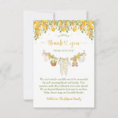 A Sweet Little One Lemon Citrus Floral Baby Shower サンキューカード (正面)
