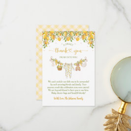 A Sweet Little One Lemon Citrus Floral Baby Shower サンキューカード