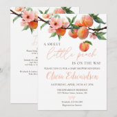 A Sweet Little Peach All In One Baby Shower 招待状 (正面/裏面)