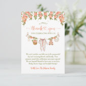 A Sweet Little Peach Clothesline Baby Shower サンキューカード (スタンド正面)