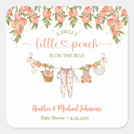A Sweet Little Peach Clothesline Baby Shower スクエアシール
