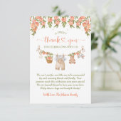 A Sweet Little Peach Clothesline Boy Baby Shower サンキューカード (スタンド正面)