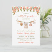 A Sweet Little Peach Clothesline Boy Baby Shower 招待状 (スタンド正面)