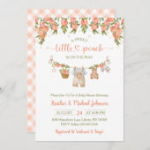 A Sweet Little Peach Clothesline Boy Baby Shower 招待状 (正面/裏面)