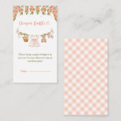 A Sweet Little Peach Clothesline Girl Baby Shower エンクロージャーカード (正面/裏面)