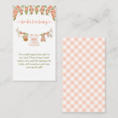 A Sweet Little Peach Clothesline Girl Baby Shower エンクロージャーカード (正面/裏面)