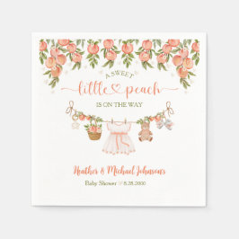 A Sweet Little Peach Clothesline Girl Baby Shower スタンダードカクテルナプキン