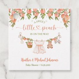 A Sweet Little Peach Clothesline Girl Baby Shower フェイバータグ