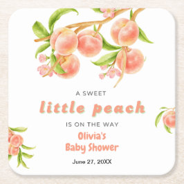 A Sweet Little Peach Fruit Baby Shower  スクエアペーパーコースター