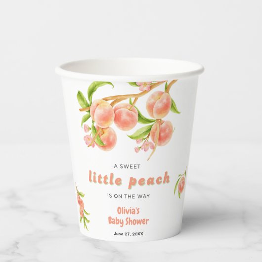 A Sweet Little Peach Fruit Baby Shower  紙コップ (正面)