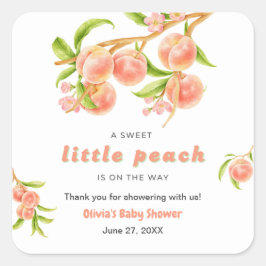 A Sweet Little Peach Fruit Baby Shower Thank You  スクエアシール