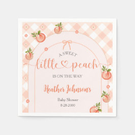 A Sweet Little Peach Gingham Baby Shower スタンダードカクテルナプキン