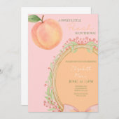 A Sweet Little Peach Is On The Way - Baby Shower 招待状 (正面/裏面)