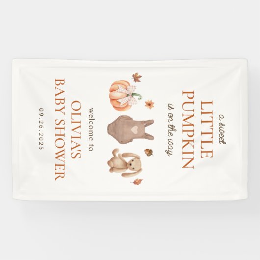 A Sweet Little Pumpkin Fall Baby Shower Welcome 横断幕 (横)