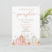 A Sweet Little Pumpkin Pink Orange Baby Shower 招待状 (スタンド正面)